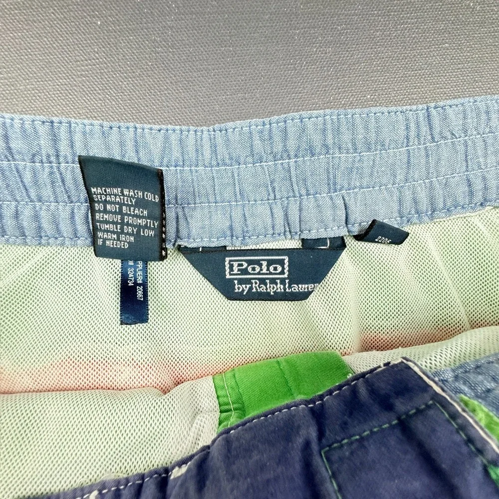 Polo Ralph Lauren Men's Medium Multicolor Striped Big Pony Swim Trunks Lined USA